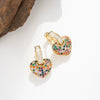 Wholesale Earrings Copper Inlaid Zircon Geometric Peach Heart Retro Fashion