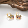 Wholesale Earrings Copper Inlaid Zircon Geometric Peach Heart Retro Fashion