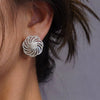 Wholesale Earrings Copper Inlaid Zirconia Geometric Lines Flower Design For Women