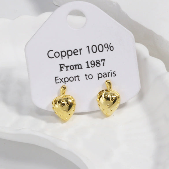 Wholesale Earrings Copper 18K Gold Plated Fruit Design For Girls