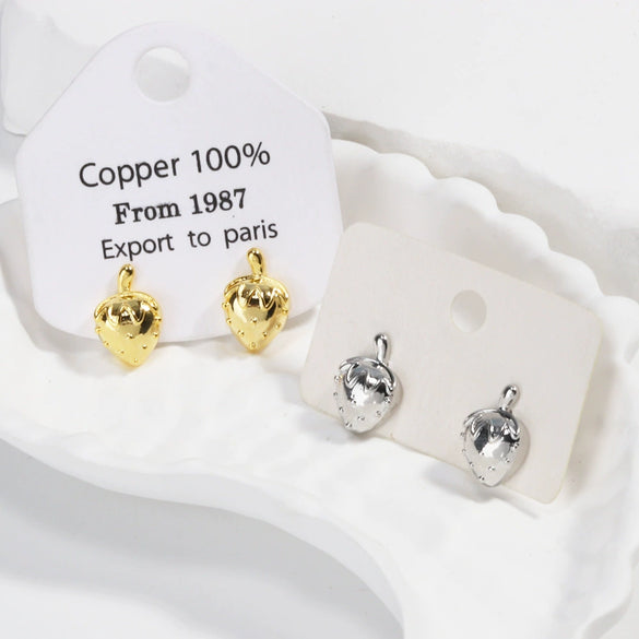 Wholesale Earrings Copper 18K Gold Plated Fruit Design For Girls