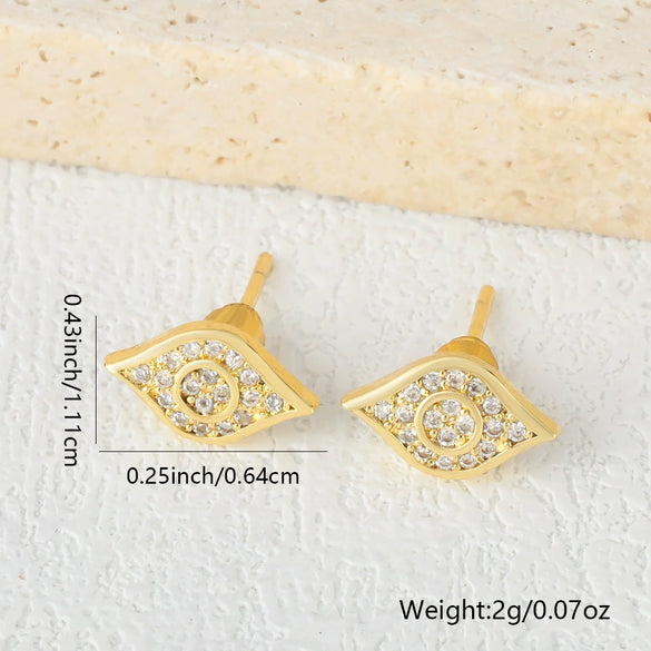 Wholesale Earrings Copper 18K Gold Plated Microinlaid Zircon Geometric Devil's Eye Style