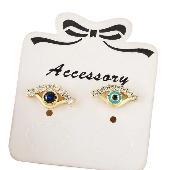 Wholesale Earrings Copper 18K Gold Plated Microinlaid Zircon Geometric Devil's Eye Style
