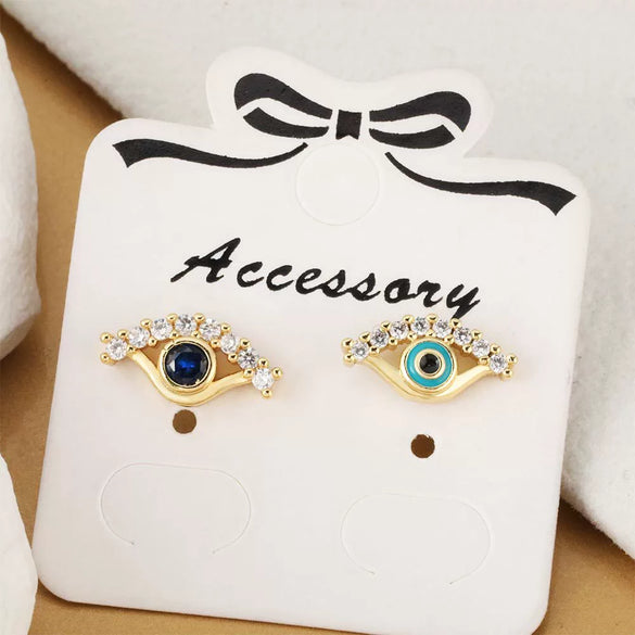 Wholesale Earrings Copper 18K Gold Plated Microinlaid Zircon Geometric Devil's Eye Style