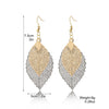 Wholesale Earrings Copper Leaf Double Layer Hollow Vintage Electroplated