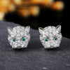 Wholesale Earrings Copper Leopard Head Diamond Zircon Animals Zodiac Style