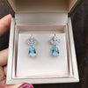 Wholesale Earrings Copper Light Blue Pearshaped Zircon Drop Shape