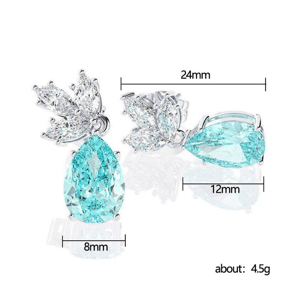 Wholesale Earrings Copper Light Blue Pearshaped Zircon Drop Shape
