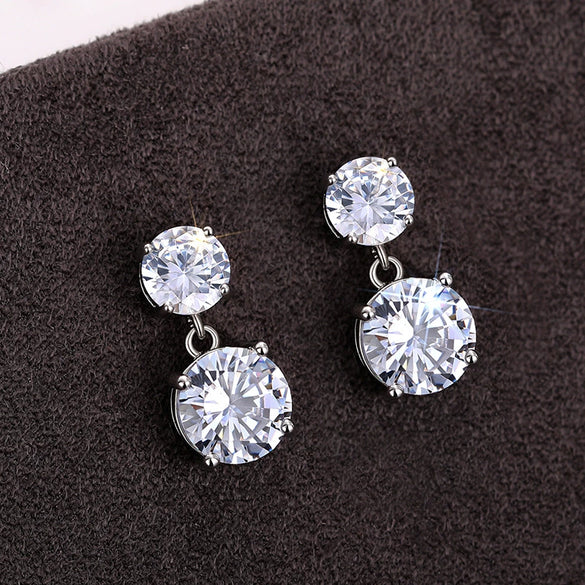 Wholesale Earrings Copper Light Luxury Geometric Round Fourclaw Style For Women