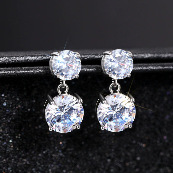Wholesale Earrings Copper Light Luxury Geometric Round Fourclaw Style For Women