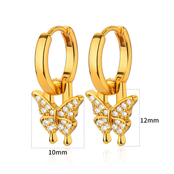Wholesale Earrings Copper Light Luxury Style With Diamond Setting Geometric Butterfly Star Heart Shape Bow Design