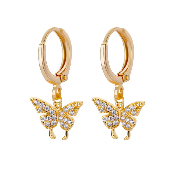 Wholesale Earrings Copper Light Luxury Style With Diamond Setting Geometric Butterfly Star Heart Shape Bow Design