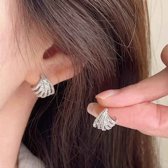 Wholesale Earrings Copper Multi Layer Line Design Geometric Style Inlaid Zirconia