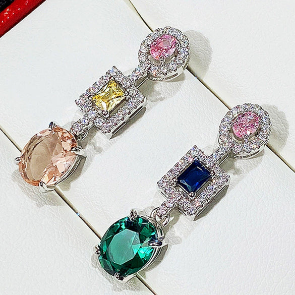 Wholesale Earrings Copper Oval Zircon Geometric Style For Women