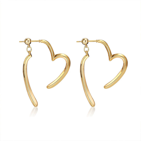 Wholesale Earrings Copper Plated 14K Gold Heart Shape Cross Style For Women
