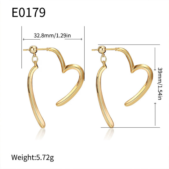 Wholesale Earrings Copper Plated 14K Gold Heart Shape Cross Style For Women