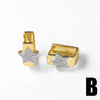 Wholesale Earrings Copper Plated 18K Gold Inlaid Zircon Geometric Stars Double Color Women's