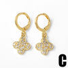 Wholesale Earrings Copper Plated Real Gold Heart Shape Clover Love Pearl For Women