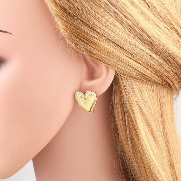 Wholesale Earrings Copper Plated Real Gold Stars Leaves Zircon Simple Style