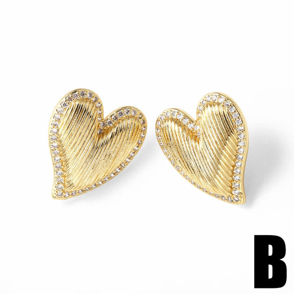 Wholesale Earrings Copper Plated Real Gold Stars Leaves Zircon Simple Style