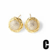Wholesale Earrings Copper Plated Real Gold Stars Leaves Zircon Simple Style