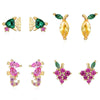 Wholesale Earrings Copper Plated Real Gold Zirconia Animal Zodiac Style