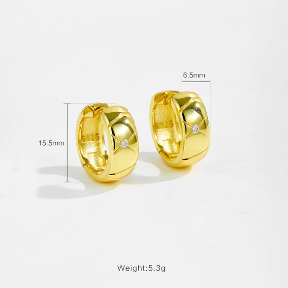 Wholesale Earrings Copper Platinum 18K Gold Electroplated Plaid Style