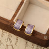 Wholesale Earrings Copper Purple Pearl Geometric Light Luxury Enamel Electroplating For Women