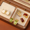 Wholesale Earrings Copper Purple Pearl Geometric Light Luxury Enamel Electroplating For Women