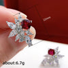 Wholesale Earrings Copper Red Zircon Floral Light Luxury Design