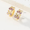 Wholesale Earrings Copper Retro Geometric Style Microinlaid Colorful Zircon 18K Goldplated For Women