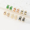 Wholesale Earrings Copper Retro Geometric Style Microinlaid Colorful Zircon 18K Goldplated For Women