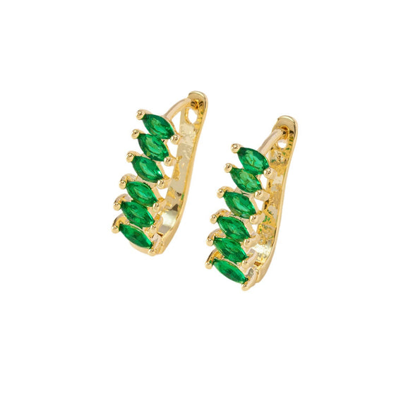 Wholesale Earrings Copper Retro Geometric Style Microinlaid Colorful Zircon 18K Goldplated For Women