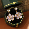 Wholesale Earrings Copper Retro Purple Enamel Drip Glaze Geometric Natural Freshwater Pearl Electroplating For Women