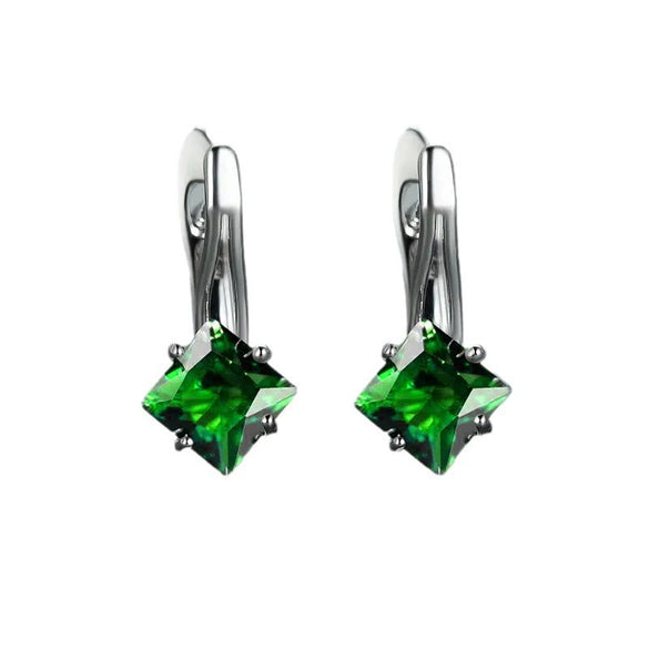 Wholesale Earrings Copper Rhombus Geometric Inlaid Zircon Design For Women