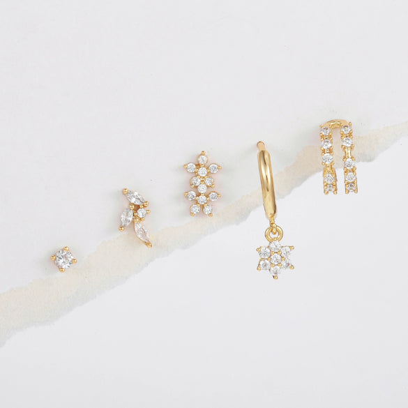 Wholesale Earrings Copper S925 Silver Inlaid Zircon Geometric Flower Style For Women