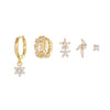 Wholesale Earrings Copper S925 Silver Inlaid Zircon Geometric Flower Style For Women