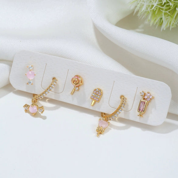 Wholesale Earrings Copper S925 Silver Needle Geometric Heart Inlaid Zircon Cute Style For Women