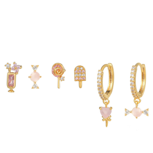 Wholesale Earrings Copper S925 Silver Needle Geometric Heart Inlaid Zircon Cute Style For Women