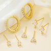 Wholesale Earrings Copper S925 Silver Needle Geometric Style Set With Zirconia For Women