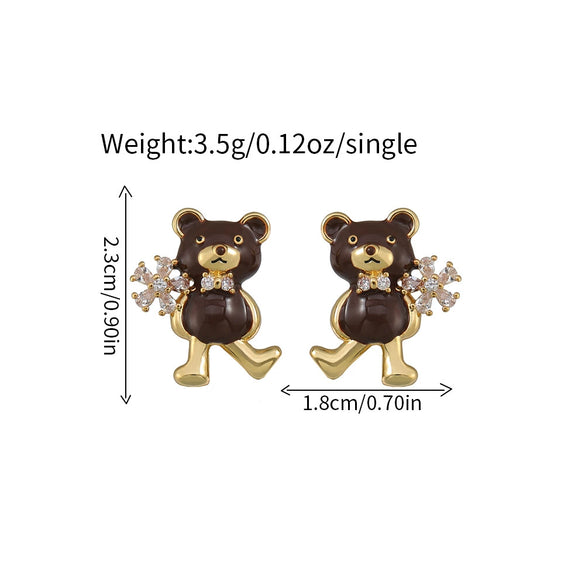 Wholesale Earrings Copper S925 Silver Needle Retro Enamel Animal Zodiac Style