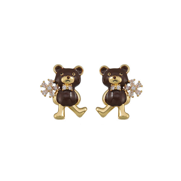 Wholesale Earrings Copper S925 Silver Needle Retro Enamel Animal Zodiac Style