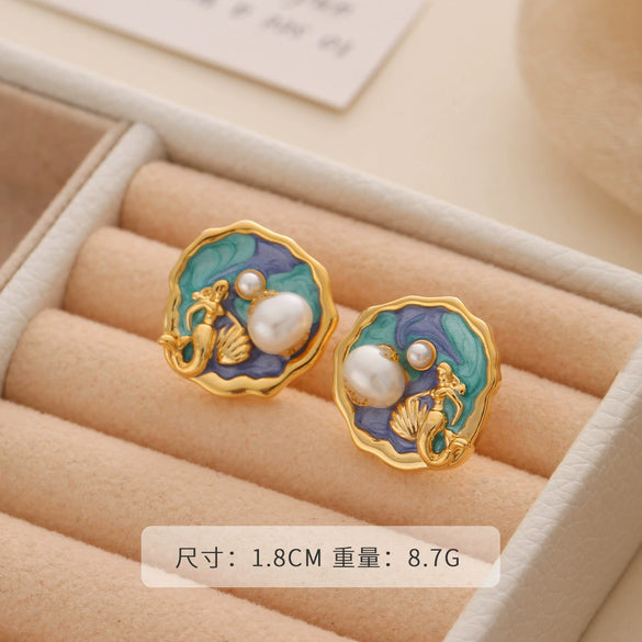 Wholesale Earrings Copper 925 Silver Needle Freshwater Pearl Geometric Flower Leaf Ushaped Electroplated Light Luxury Niche For Women