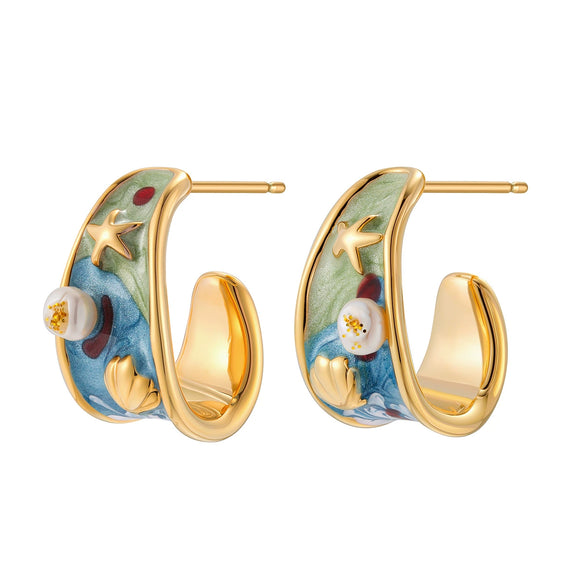 Wholesale Earrings Copper 925 Silver Needle Freshwater Pearl Geometric Flower Leaf Ushaped Electroplated Light Luxury Niche For Women