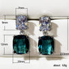 Wholesale Earrings Copper Square Zircon Geometric Style Peacock Blue Crystal