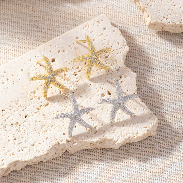 Wholesale Earrings Copper Starfish Animal Zodiac Electroplated Retro Style For Women