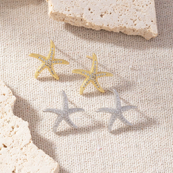 Wholesale Earrings Copper Starfish Animal Zodiac Electroplated Retro Style For Women