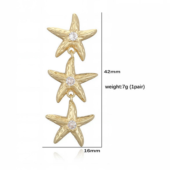 Wholesale Earrings Copper Starfish Shell Heart Bow Pearl Fashion Animal Zodiac Style