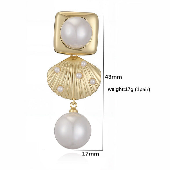 Wholesale Earrings Copper Starfish Shell Heart Bow Pearl Fashion Animal Zodiac Style