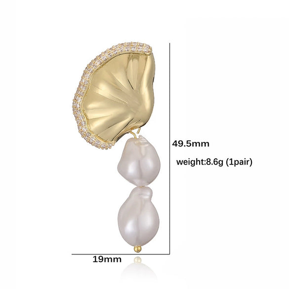 Wholesale Earrings Copper Starfish Shell Heart Bow Pearl Fashion Animal Zodiac Style